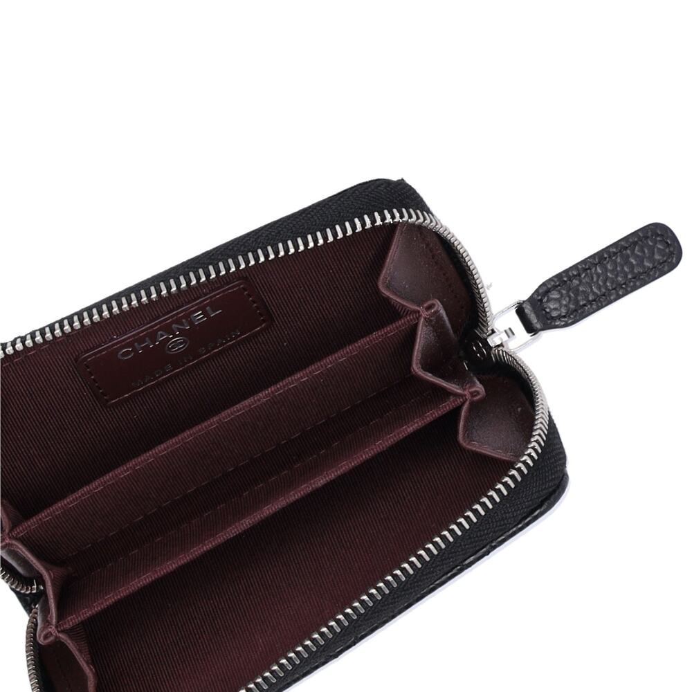 CHANEL Quilted Zip Card Wallet Caviar Leather Black - Picture 6 of 6